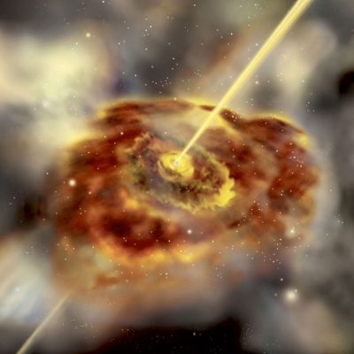 Superhmotné černé díry mohou produkovat velmi silné a životu nebezpečné záření, které dokáže zahubit civilizace v celé galaxii. Umělecká představa: ESO.