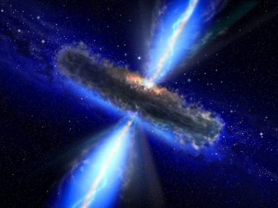 Superhmotná černá díra obklopená diskem hmoty vyzařuje rentgenové záření. Na tento typ záření se zaměří teleskop ATHENA. Umělecká představa: ESO.