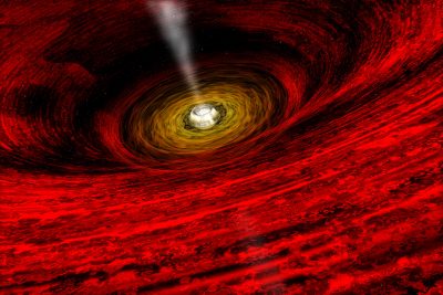 Umělecká představa černé díry v binárním systému J1655-40. Zdroj: NASA/CXC/A.Hobart.