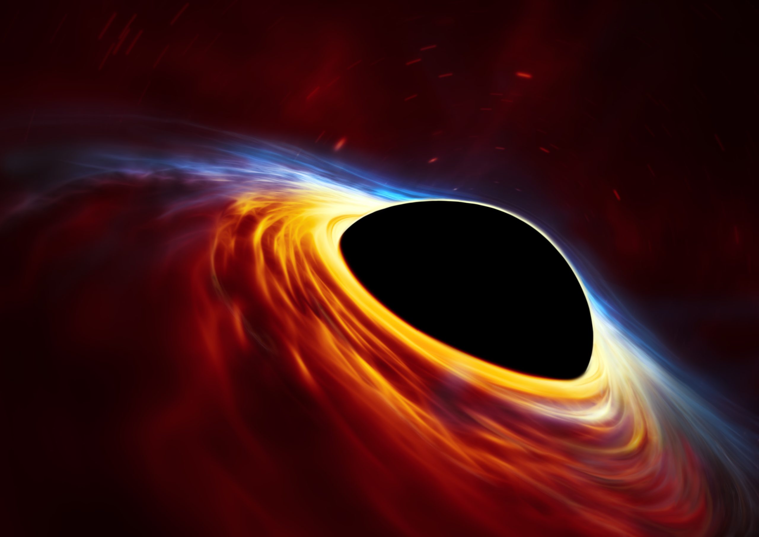 Záření unikající z akrečního disku v okolí supermasivní černé díry. Umělecká představa: ESO, ESA/Hubble, M. Kornmesser