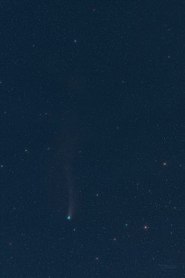 Kometa 12P/Pons-Brooks na obloze za měsíčního svitu 15. února 2024. Foto: Petr Horálek/FÚ v Opavě.