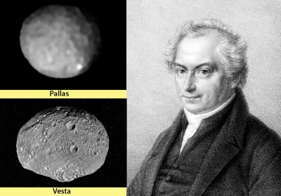 Heinrich Olbers je mimo komety objevitelem i planetek Vesta a Pallas. Zdroj: ESO, Vernazza et. al; NASA/JPL-Caltech.