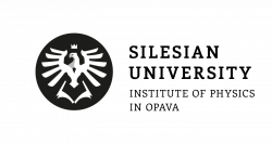 Logo Fyzikálního ústavu v Opavě - anglicky - černobílé