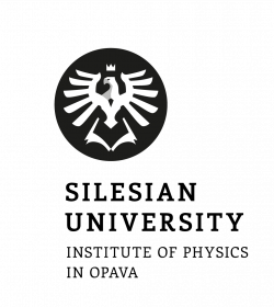 Logo Fyzikálního ústavu v Opavě - anglicky - černobílé