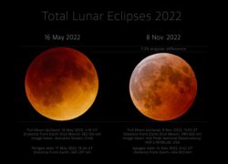 Porovnání měsíčních zatmění 2022 z observatoří NOIRLab. Autor: KPNO/NOIRLab/NSF/AURA/J. Kujal, P. Horálek (Institute of Physics in Opava). Porovnání měsíčních zatmění 2022 z observatoří NOIRLab. Autor: KPNO/NOIRLab/NSF/AURA/J. Kujal, P. Horálek (Institute of Physics in Opava).