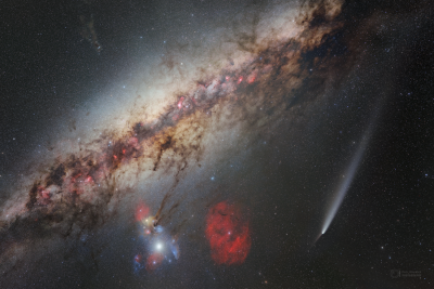 Kometa C/2023 A3 (Tsuchinshan–ATLAS) z rovníkového ostrova Soneva Fushi. Foto: Petr Horálek/FÚ v Opavě.