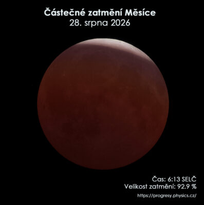 Simulační snímek maximální fáze zatmění Měsíce 28. srpna 2026. Zdroj: P. Horálek/FÚ v Opavě, P. Gabzdyl/EAI/Stellarium.