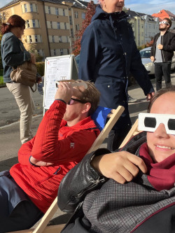 Zatmění Slunce 25. října 2022 přes dalekohled. Foto: Debora Lančová/FÚ v Opavě.